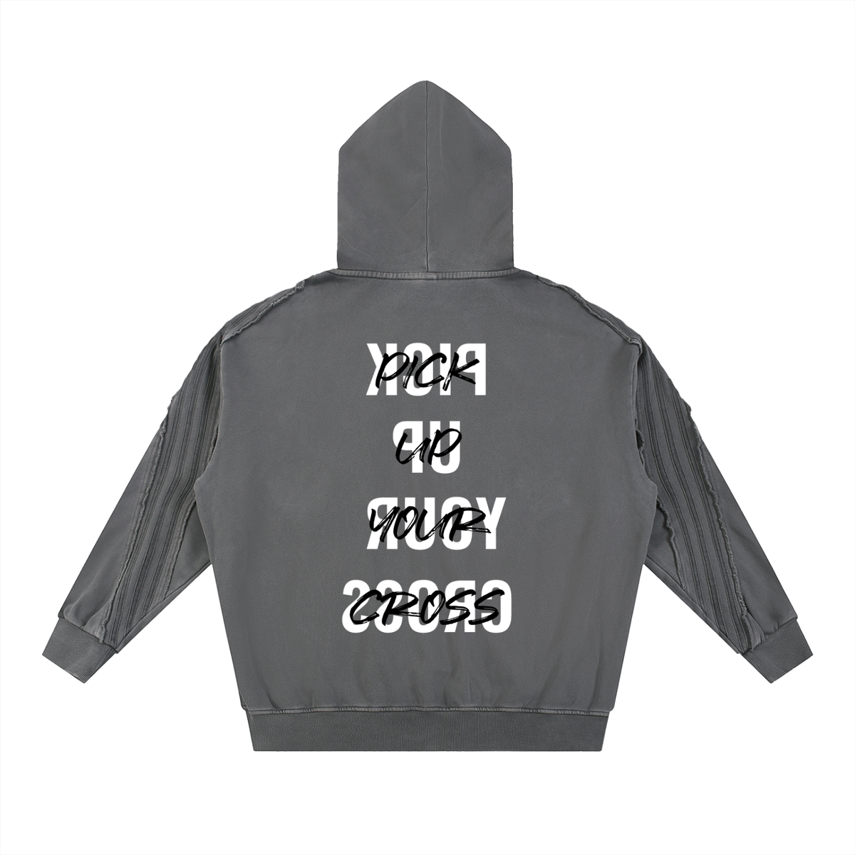 Snow Washed Tape Raw Edge Zip Hoodie