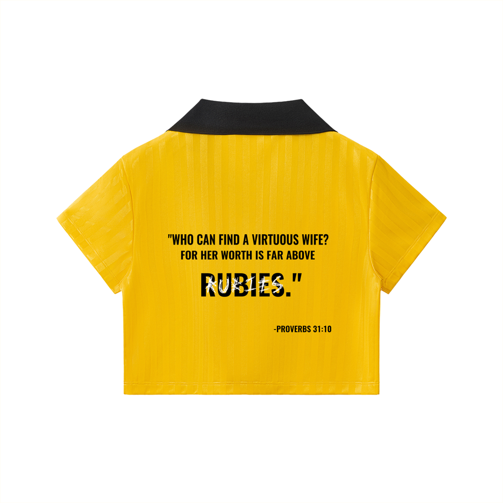 Contrast Collar Striped Cropped Jersey
