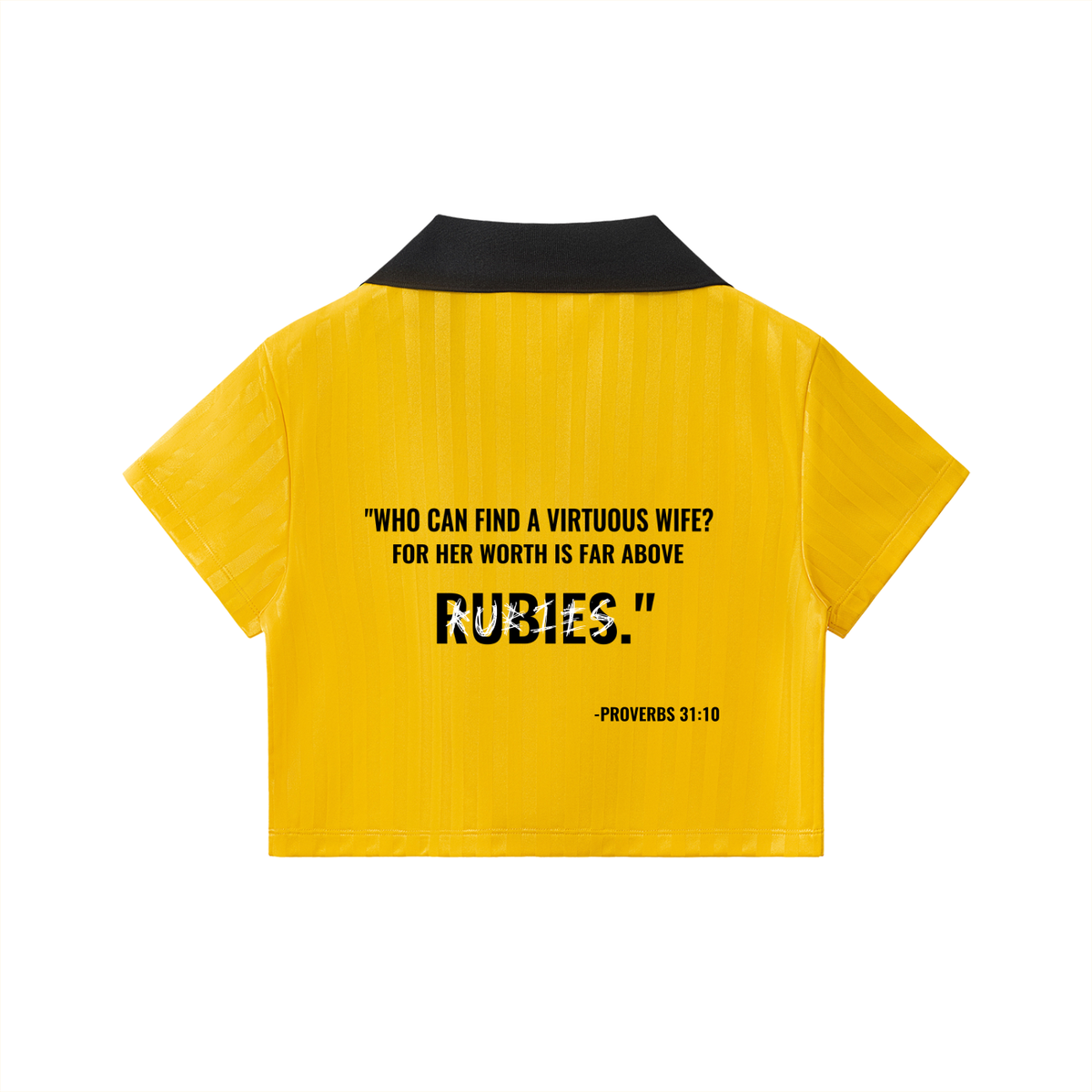 Contrast Collar Striped Cropped Jersey
