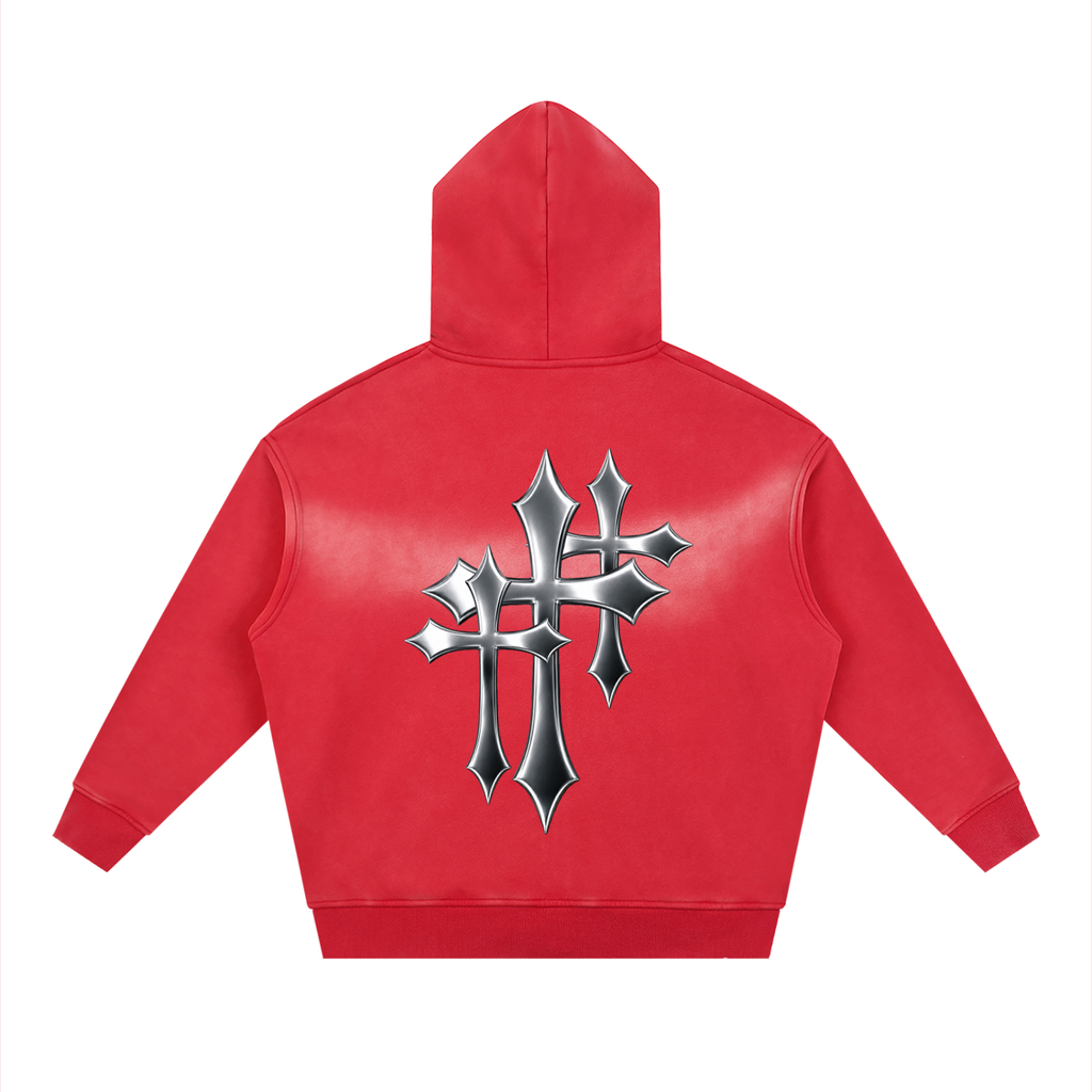 Sunfade Two-way Zipper Boxy Fleece Hoodie