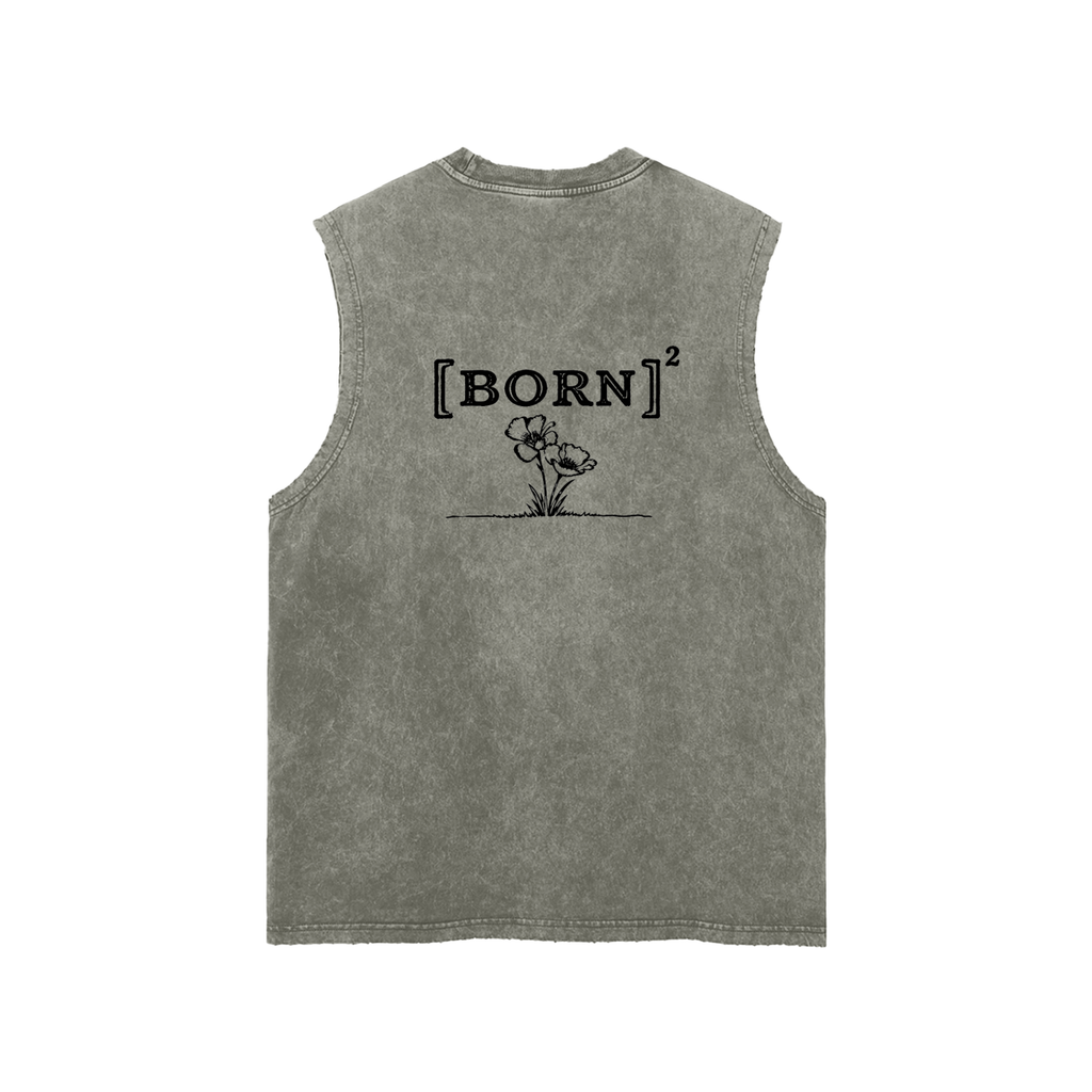 Snow Washed Frayed Hem Tank Top
