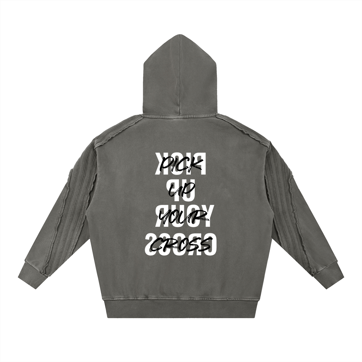 Snow Washed Tape Raw Edge Hoodie