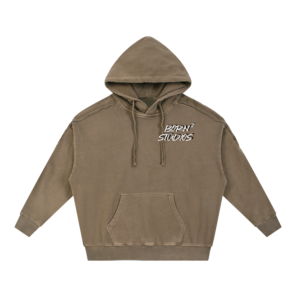 Snow Washed Tape Raw Edge Hoodie