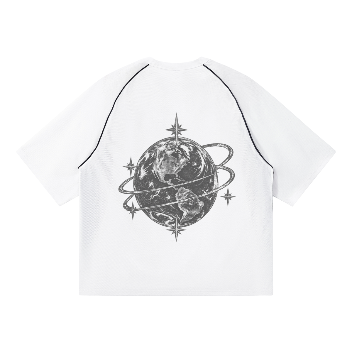 [Born]² White Contrast Piping Panel Raglan T-Shirt