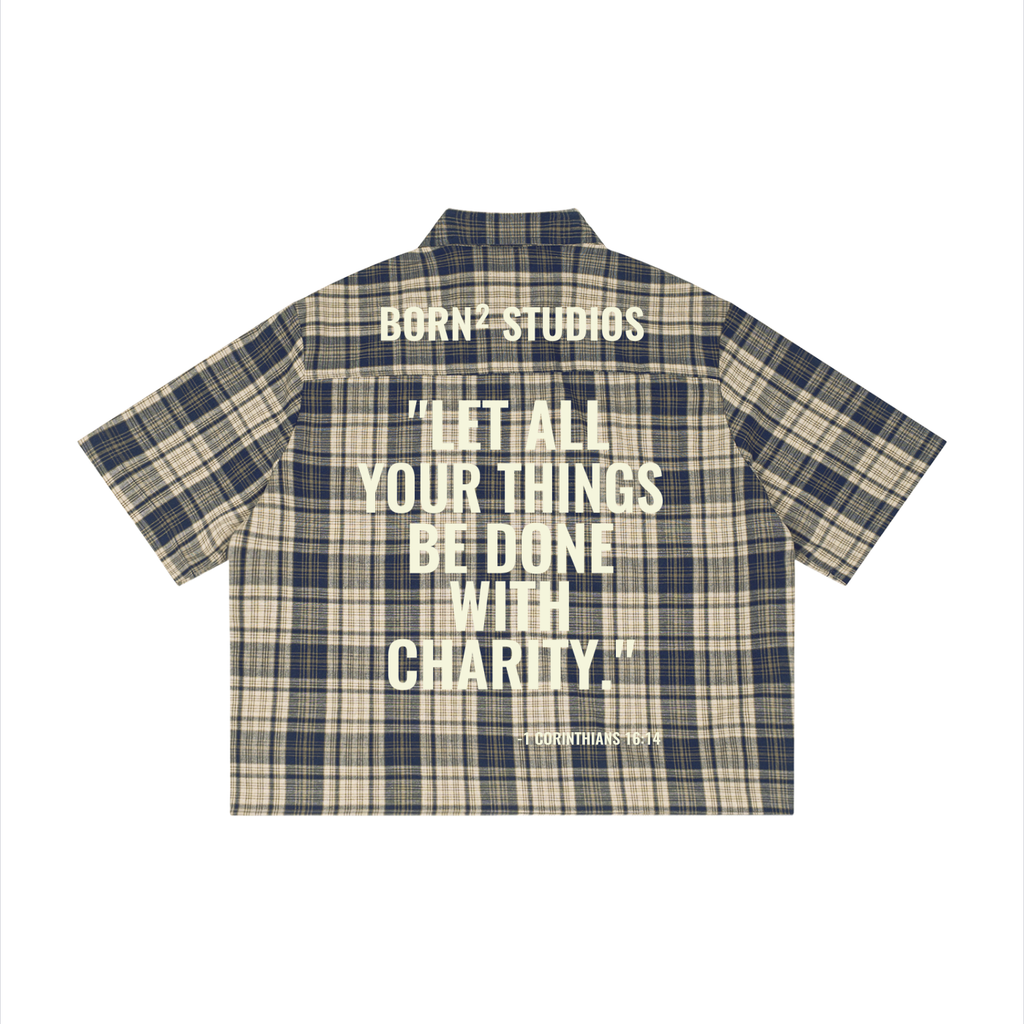 Unisex Plaid Boxy Short Sleeve Shirt