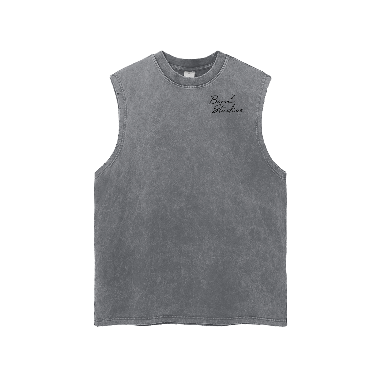 [Born]² Snow Washed Frayed Hem Tank Top