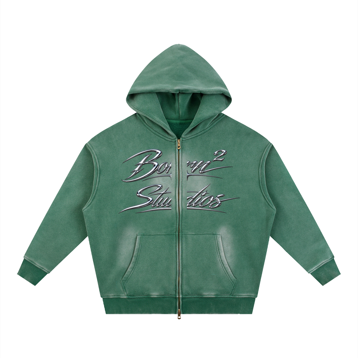 [Born]² Sunfade Two-way Zipper Boxy Fleece Hoodie