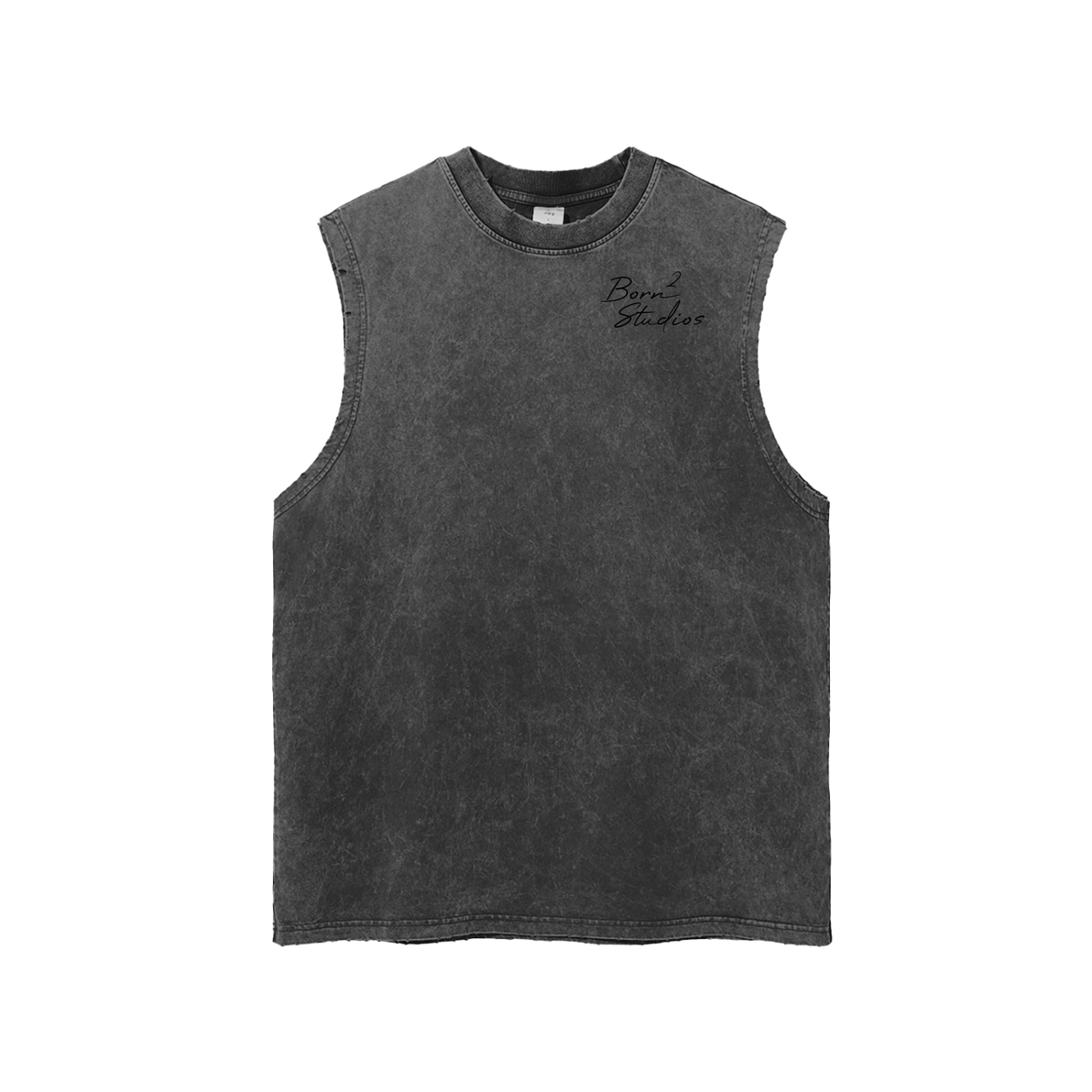 [Born]² Snow Washed Frayed Hem Tank Top